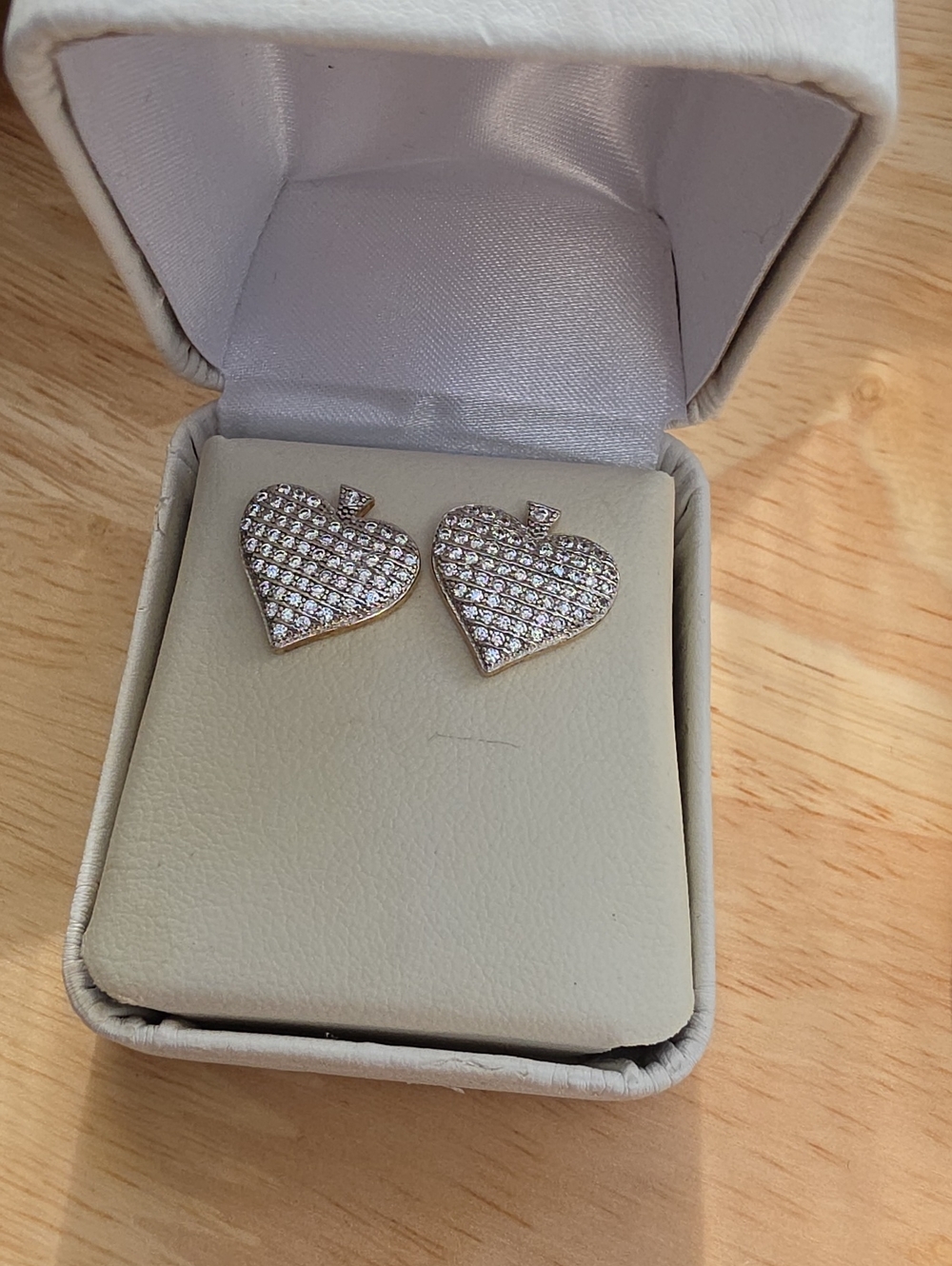 Sparkling Heart Pave Stud Earrings in  STERLING Silver 925 #1